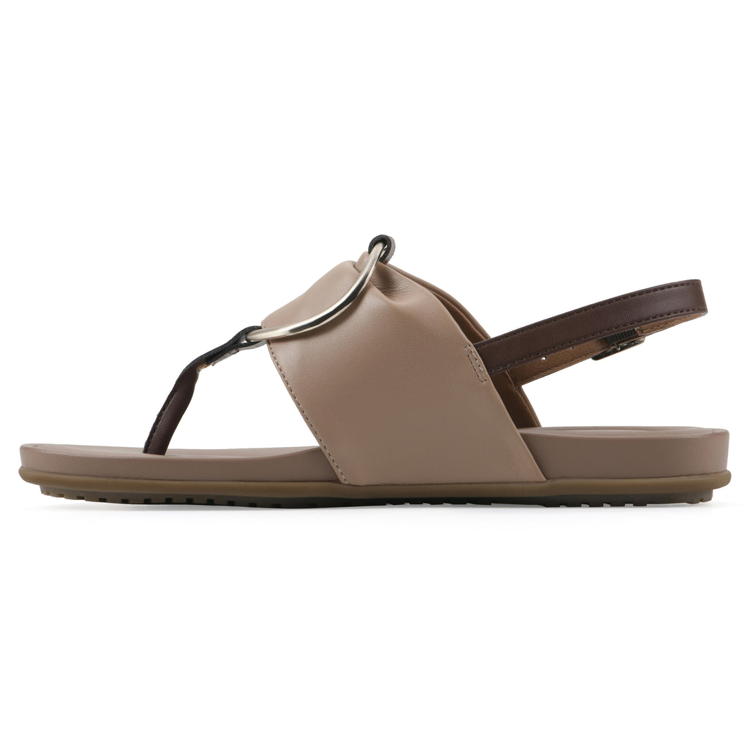Alicorn Sandal - Natural with Mid Brown Faux Leather
