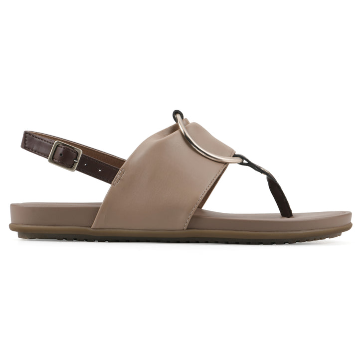 Alicorn Sandal - Natural with Mid Brown Faux Leather