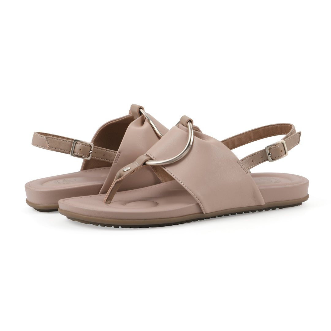 Alicorn Sandal - Blush with Natural Faux Leather