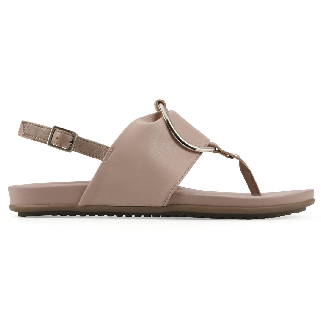 Alicorn Sandal - Blush with Natural Faux Leather