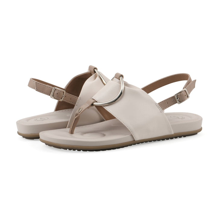 Alicorn Sandal - Cream with Natural Faux Leather