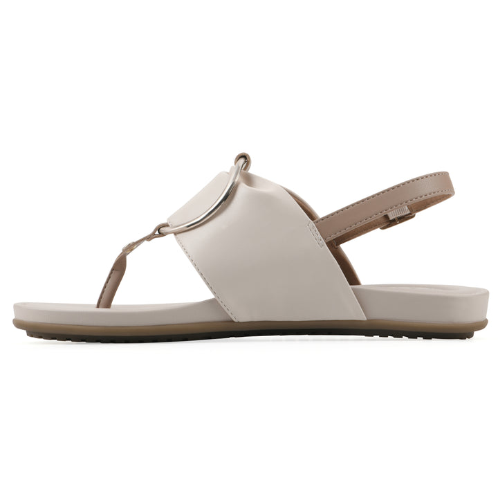 Alicorn Sandal - Cream with Natural Faux Leather