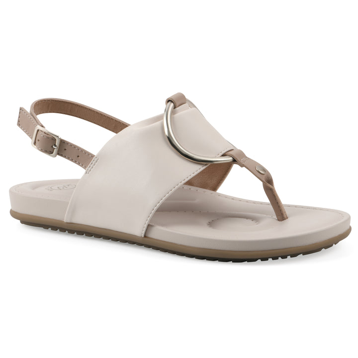 Alicorn Sandal - Cream with Natural Faux Leather