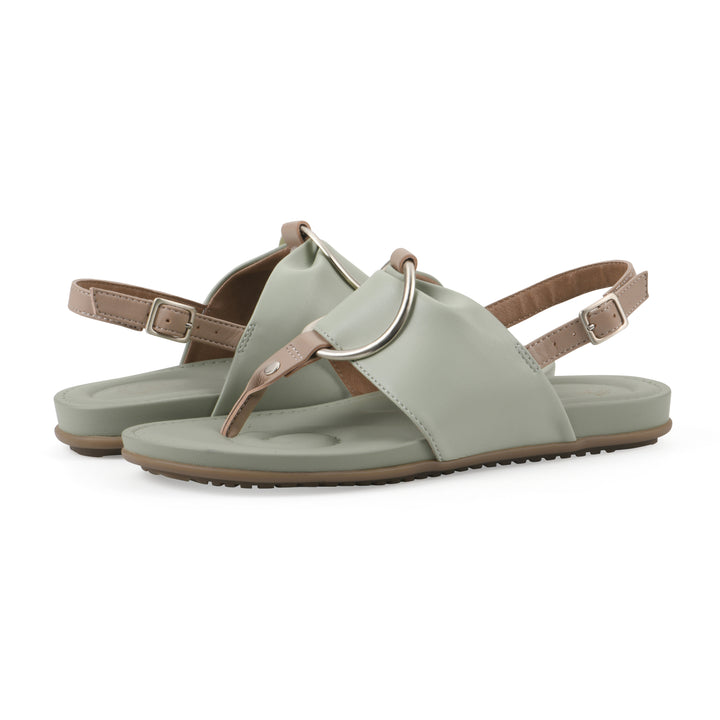 Alicorn Sandal - Sage with Natural Faux Leather