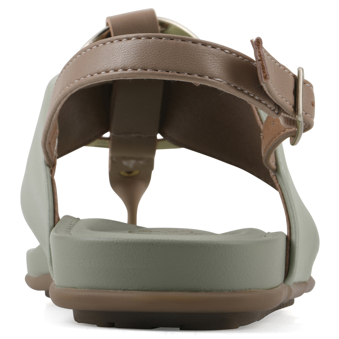 Alicorn Sandal - Sage with Natural Faux Leather