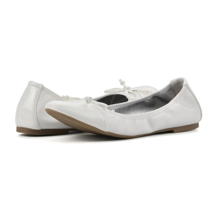 Sunnyside II Flat - White & White Patent Multi