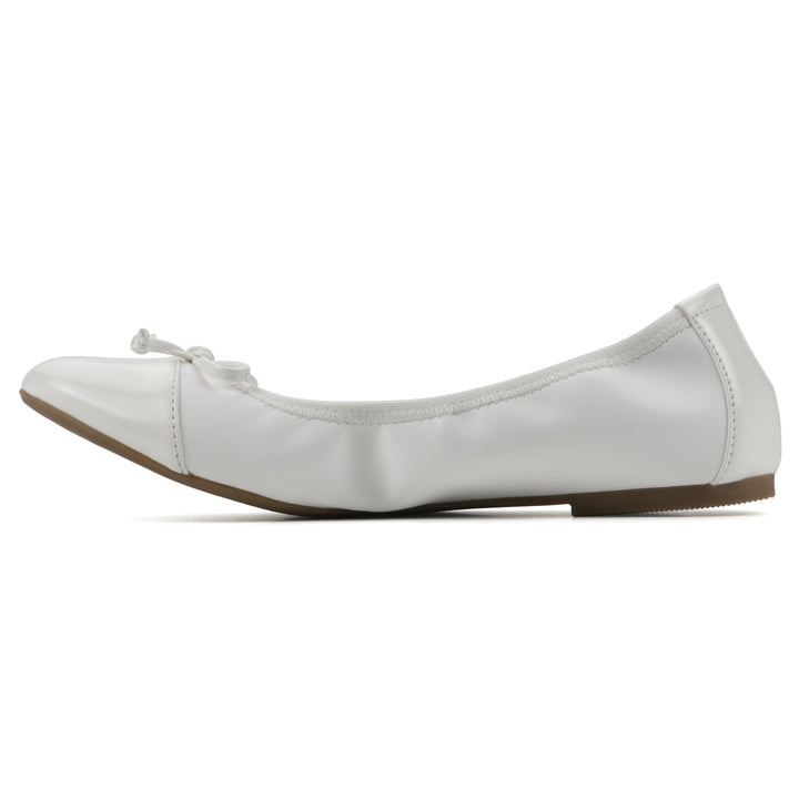 Sunnyside II Flat - White & White Patent Multi