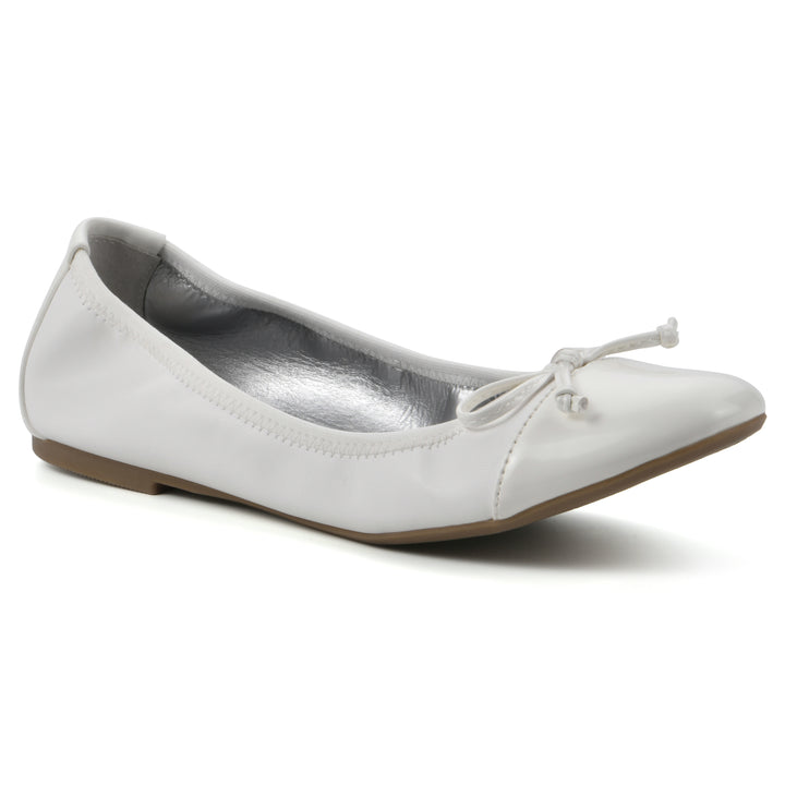 Sunnyside II Flat - White & White Patent Multi
